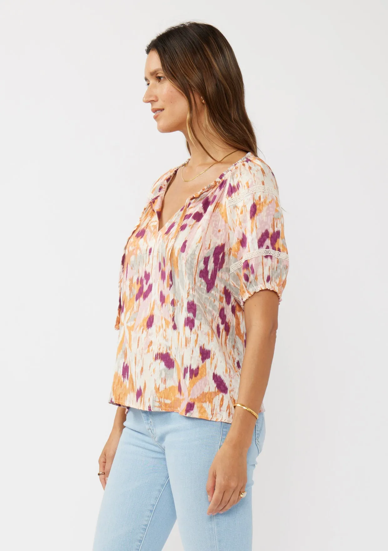 Lace-Trimmed V-Neck Top