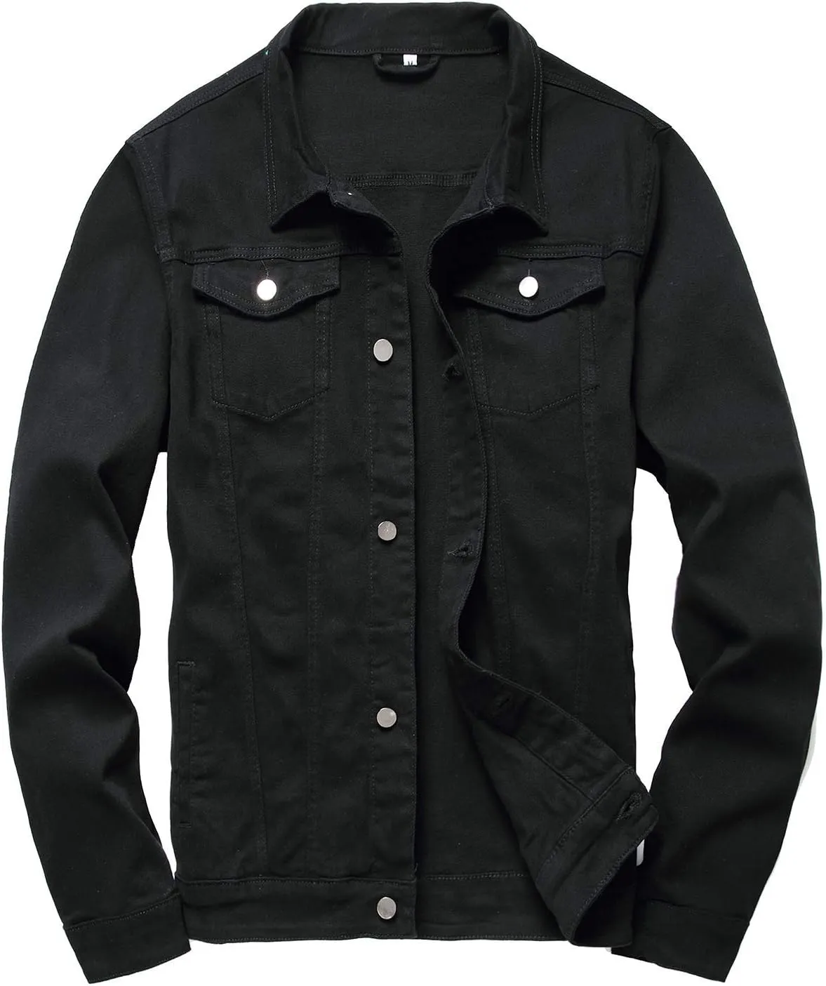 LAMKUKU Mens Denim Jacket Ripped Slim Jean Jacket Coat for Men