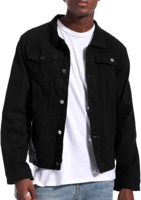 LAMKUKU Mens Denim Jacket Ripped Slim Jean Jacket Coat for Men