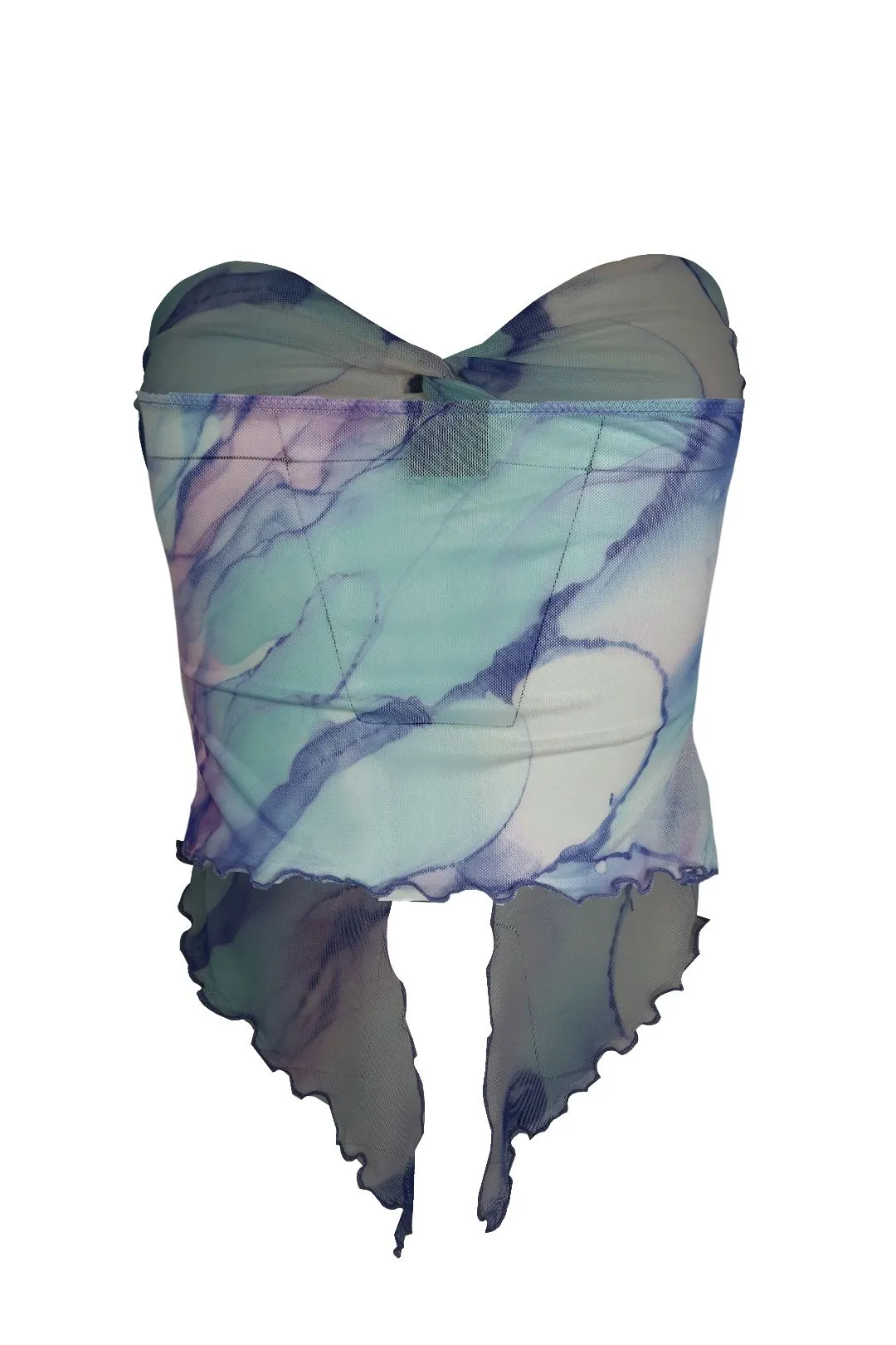 Lavender Haze Print Mesh Twist Top