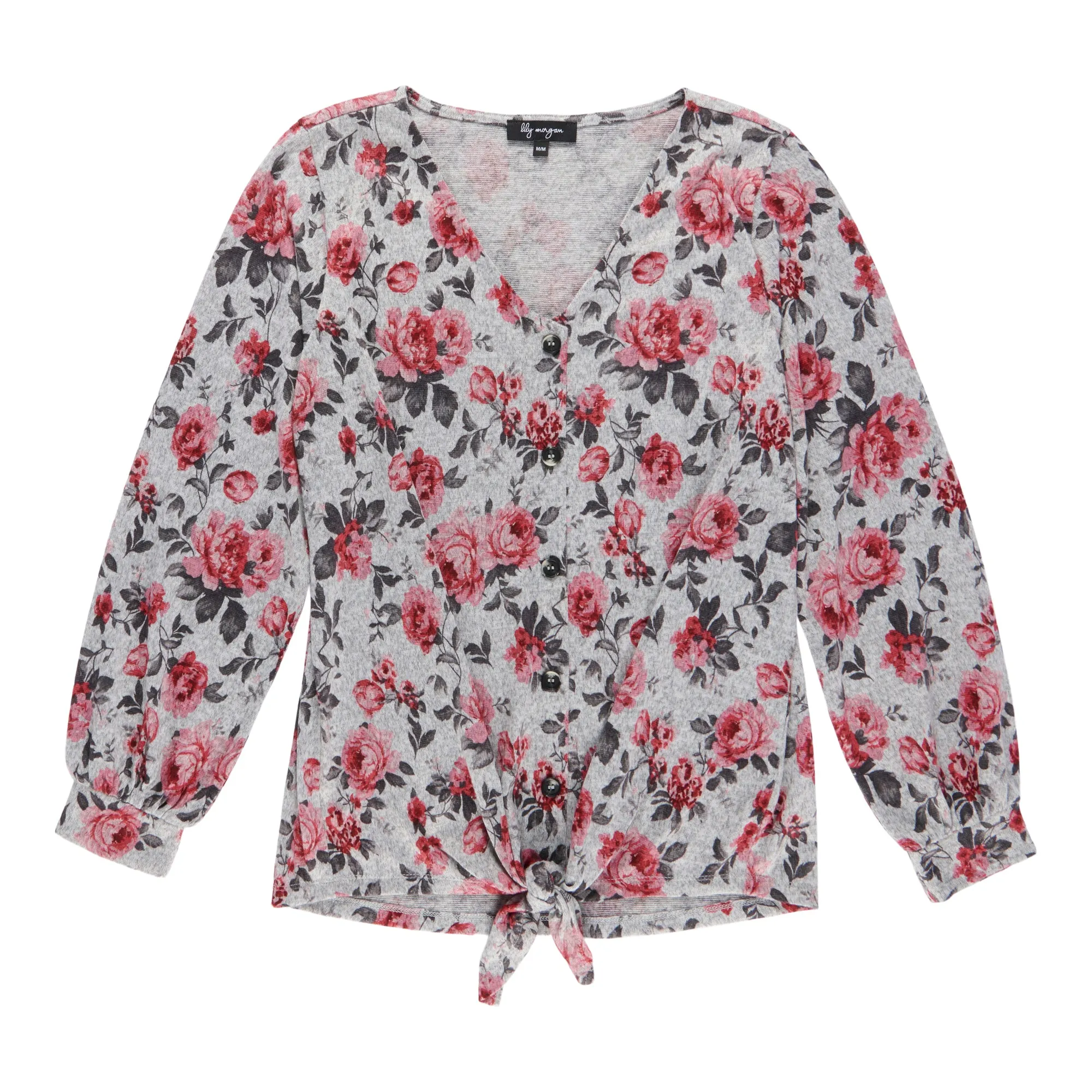 lily morgan Women's Casual V-Neck Tie-Front Blouse