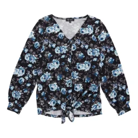 lily morgan Women's Casual V-Neck Tie-Front Blouse