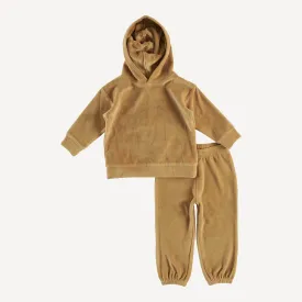 long sleeve hooded relaxed jogger set | apple cinnamon | organic cotton velour