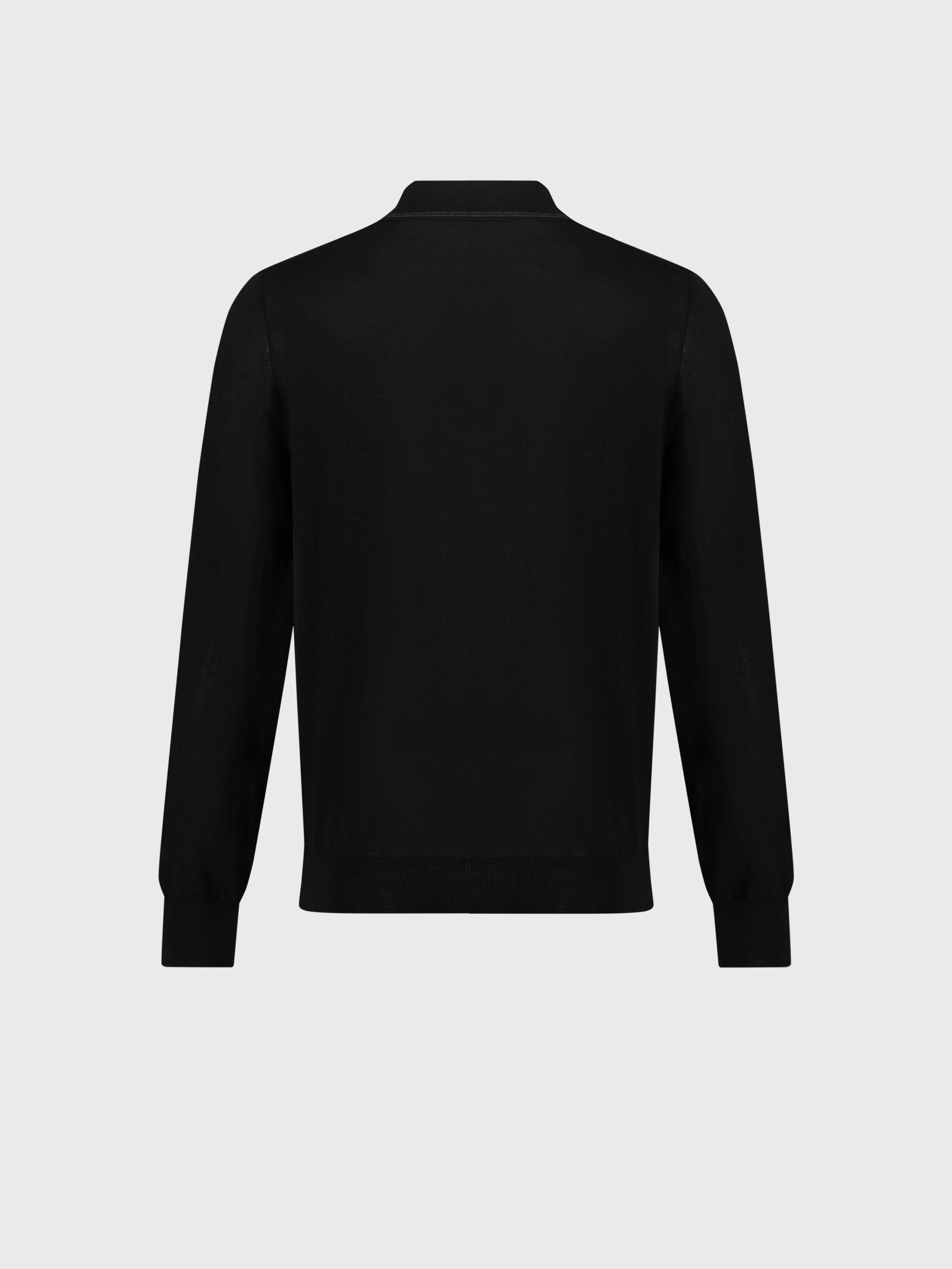 Long Sleeve Polo Shirt with Griffon Emblem Embroidery Black