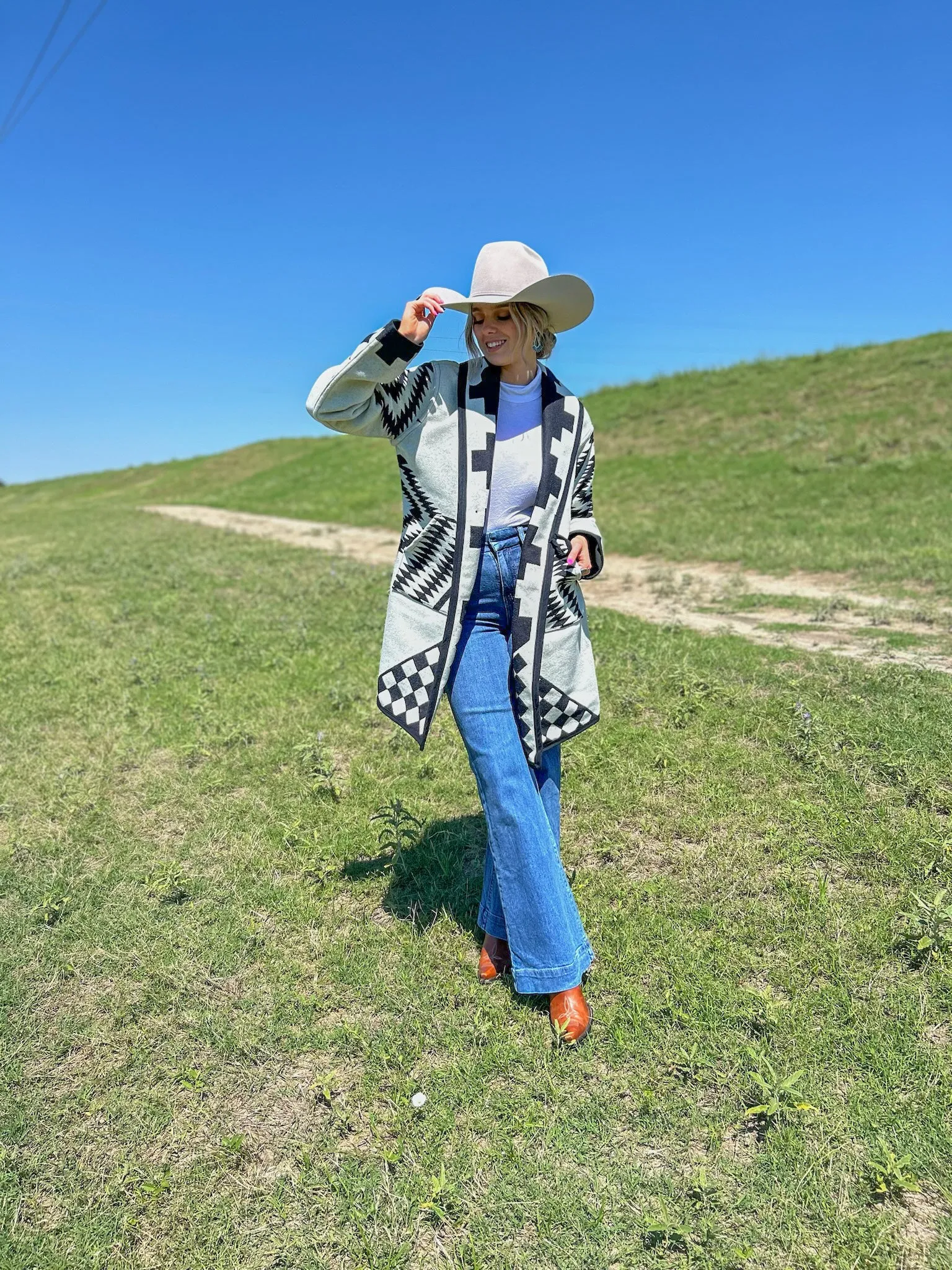 Los Ojos Mid-Length Stadium Coat - White Out