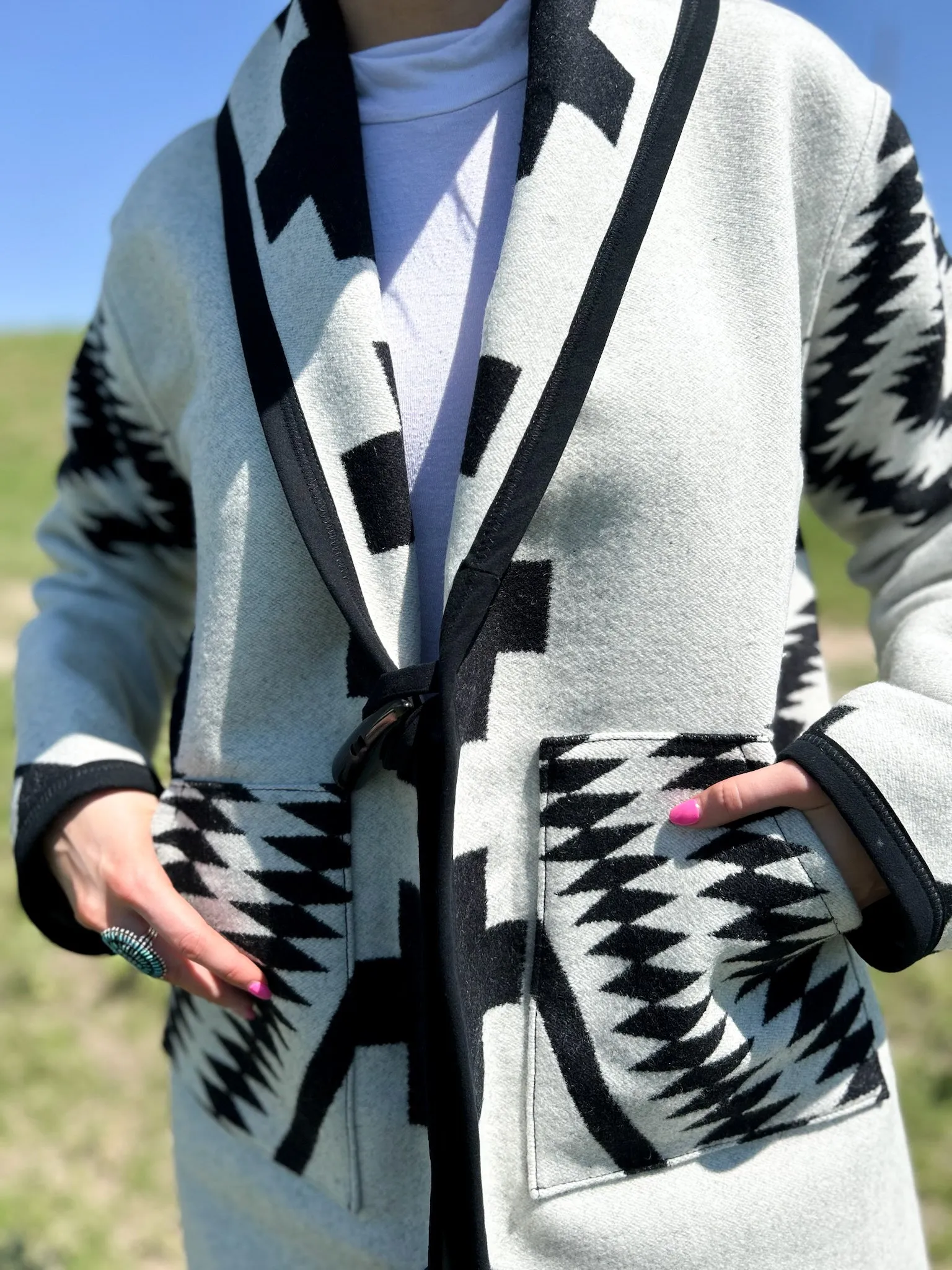 Los Ojos Mid-Length Stadium Coat - White Out