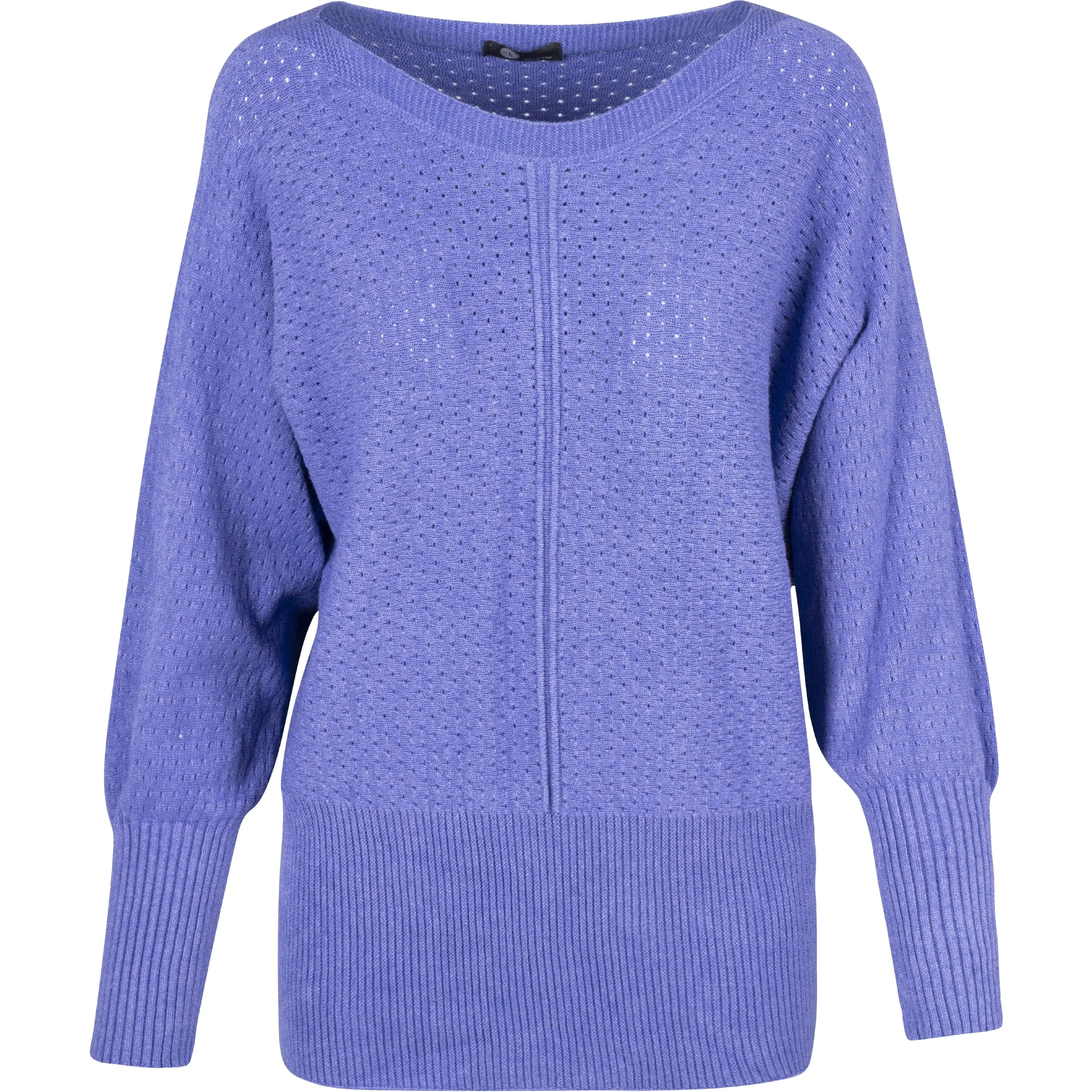 M Made in Italy – Boat-Neck Knit Sweater With Pointelle Detailing