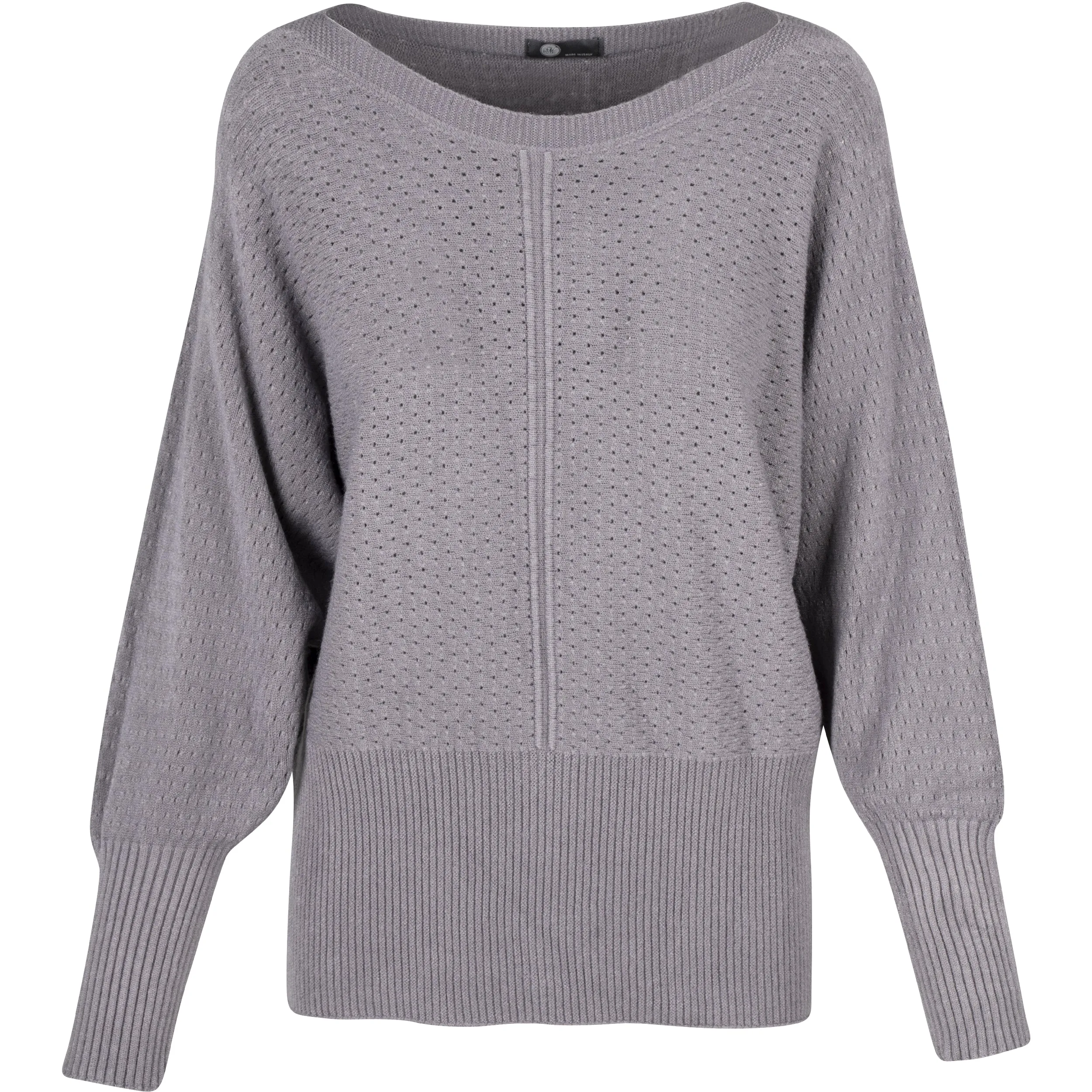 M Made in Italy – Boat-Neck Knit Sweater With Pointelle Detailing