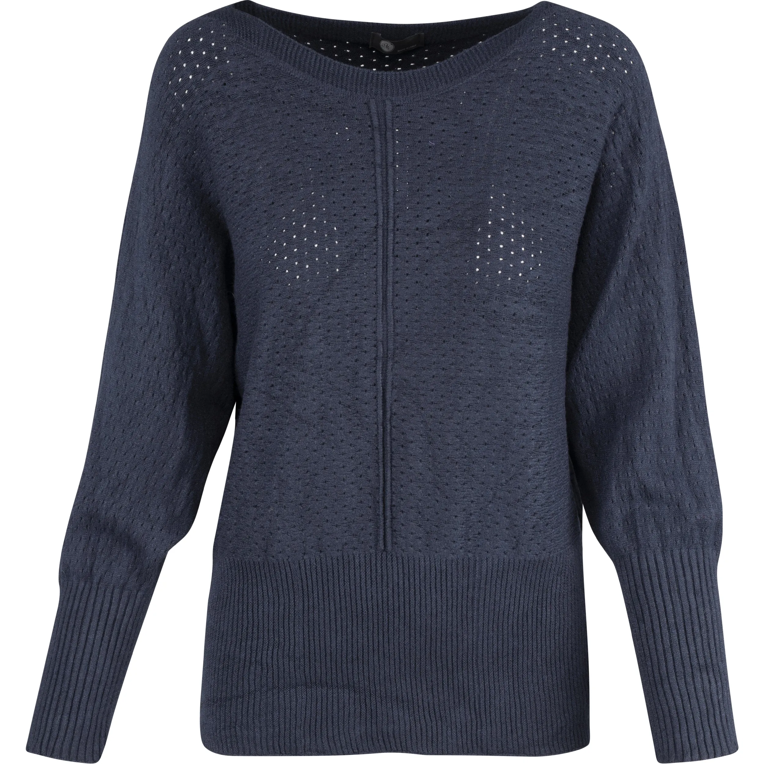 M Made in Italy – Boat-Neck Knit Sweater With Pointelle Detailing