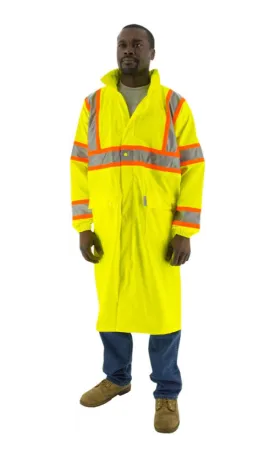 Majestic 75-7303 Hi-Vis Waterproof Rain Jacket DOT Striping ANSI 3 R
