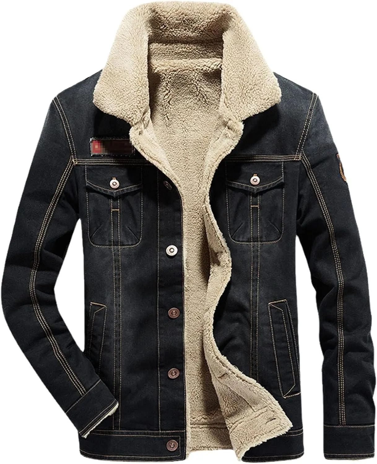 Men's Fleece Lined Denim Jacket Winter Jean Jacket Cowboy Coat Trucker Jacket