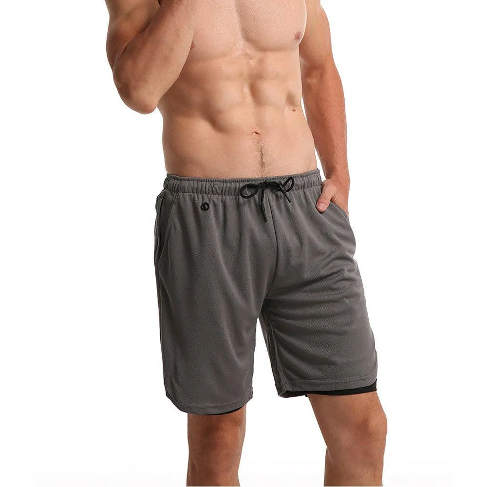 Men's Workout Running Gym Shorts 2 in 1 Athletic Shorts with Pockets Outdoor Sports Trainning Shorts