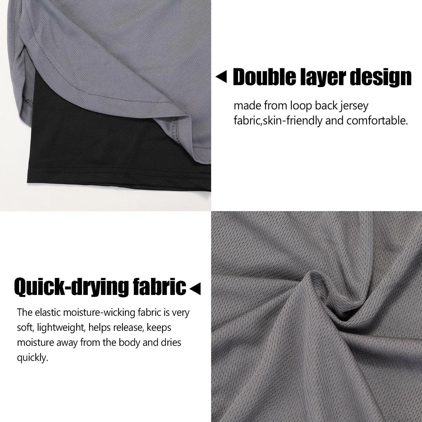 Men's Workout Running Gym Shorts 2 in 1 Athletic Shorts with Pockets Outdoor Sports Trainning Shorts
