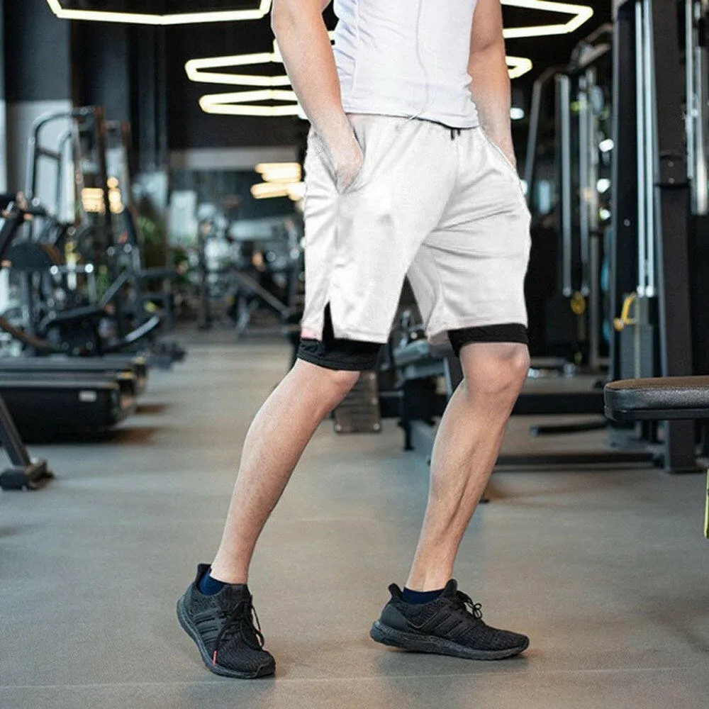 Men's Workout Running Gym Shorts 2 in 1 Athletic Shorts with Pockets Outdoor Sports Trainning Shorts