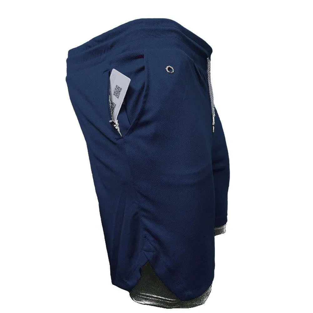 Men's Workout Running Gym Shorts 2 in 1 Athletic Shorts with Pockets Outdoor Sports Trainning Shorts