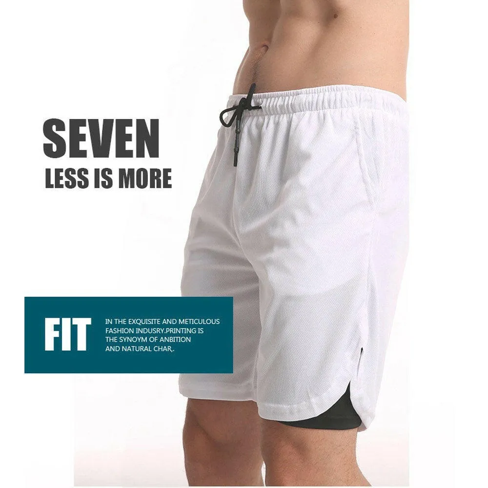 Men's Workout Running Gym Shorts 2 in 1 Athletic Shorts with Pockets Outdoor Sports Trainning Shorts