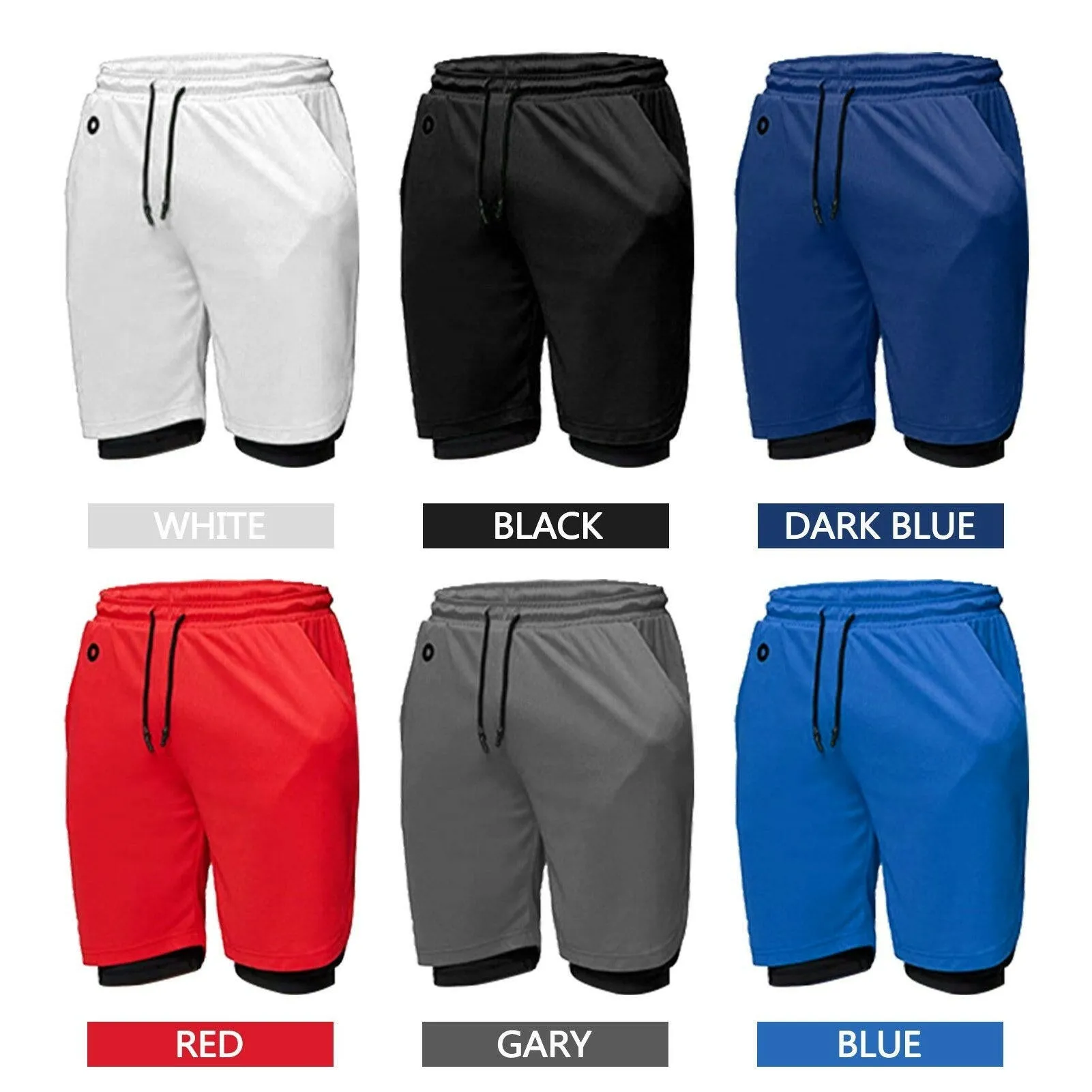 Men's Workout Running Gym Shorts 2 in 1 Athletic Shorts with Pockets Outdoor Sports Trainning Shorts