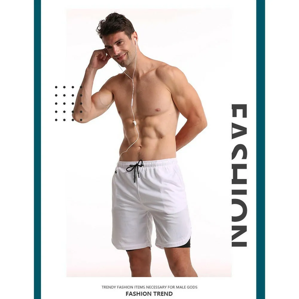Men's Workout Running Gym Shorts 2 in 1 Athletic Shorts with Pockets Outdoor Sports Trainning Shorts