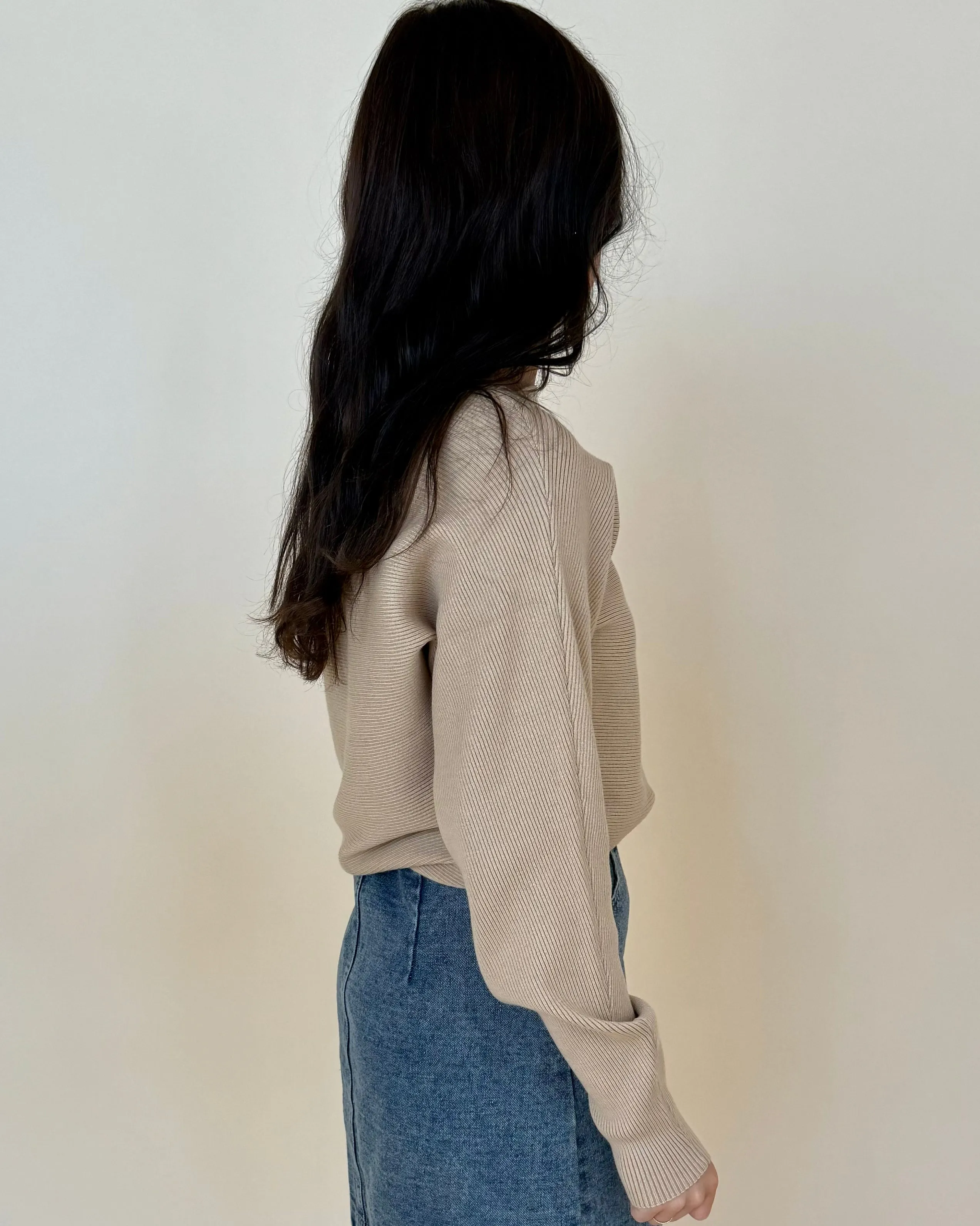Never Miss Taupe Boat Neck Sweater