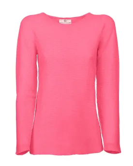 NEW FALL 24 - Women's Cashmere Links Stitch Boat Neck Fuchsia