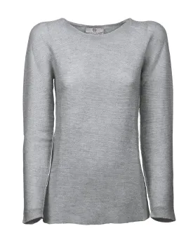 NEW FALL 24 - Women's Cashmere Links Stitch Boat Neck Melange Gray
