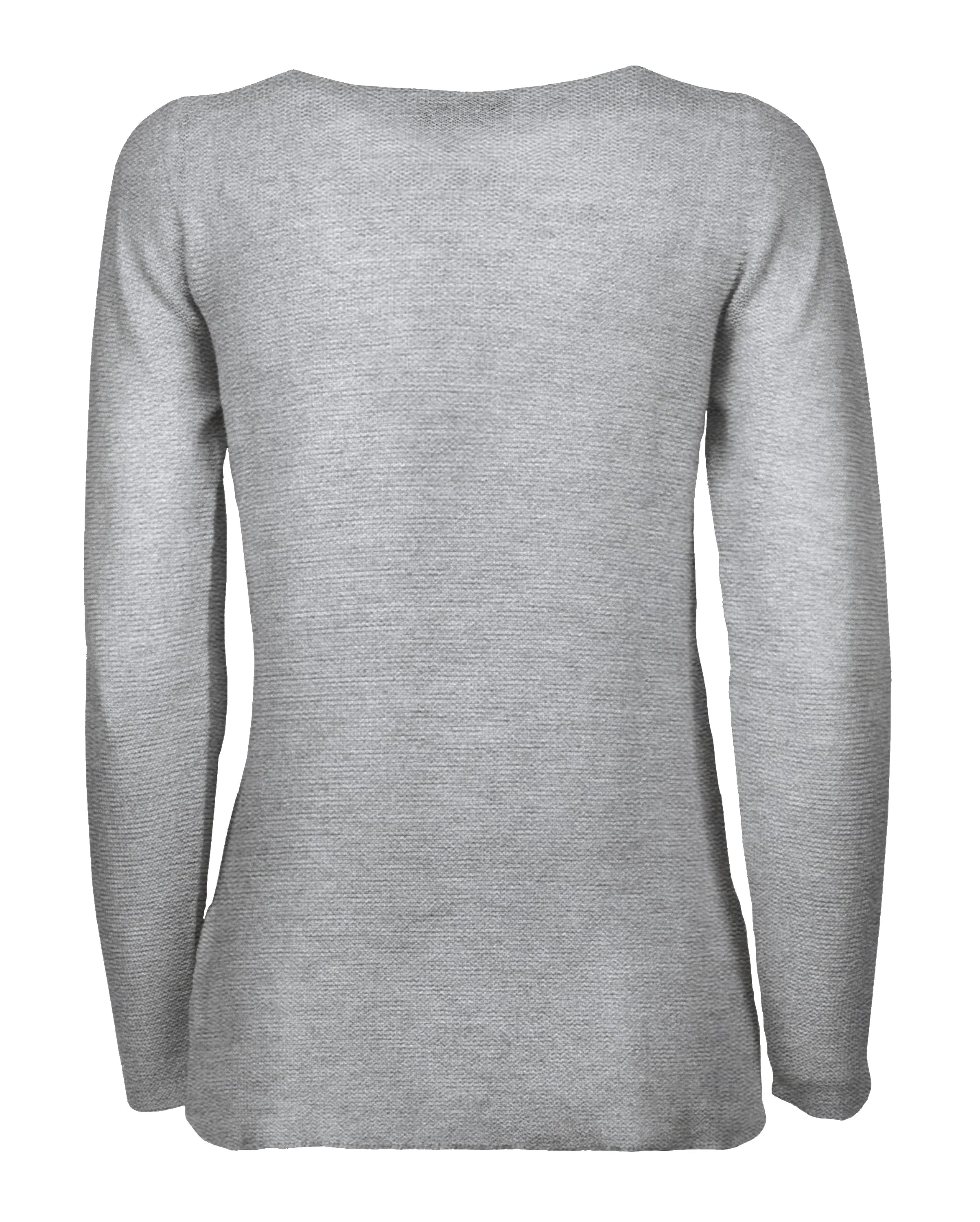 NEW FALL 24 - Women's Cashmere Links Stitch Boat Neck Melange Gray