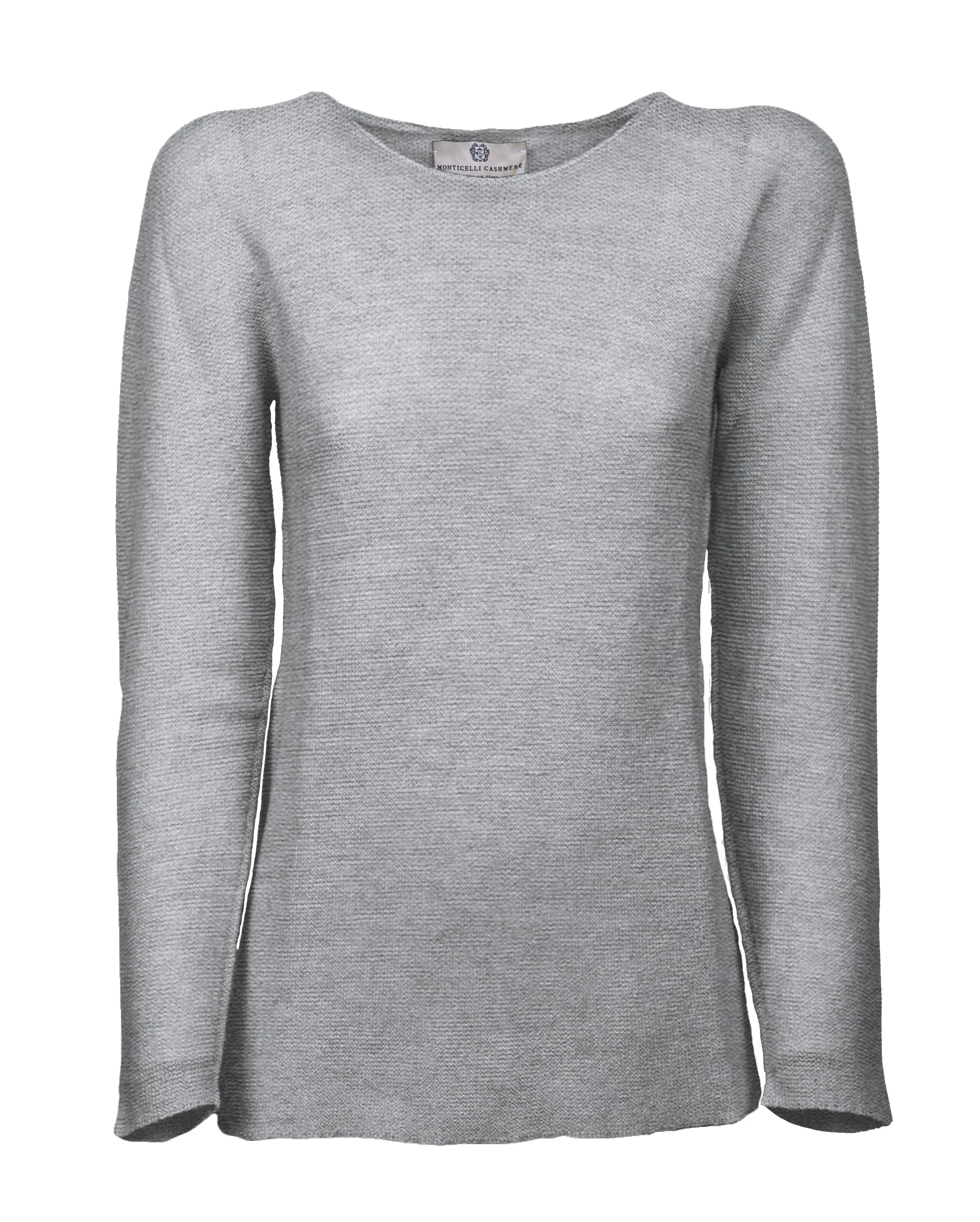 NEW FALL 24 - Women's Cashmere Links Stitch Boat Neck Melange Gray