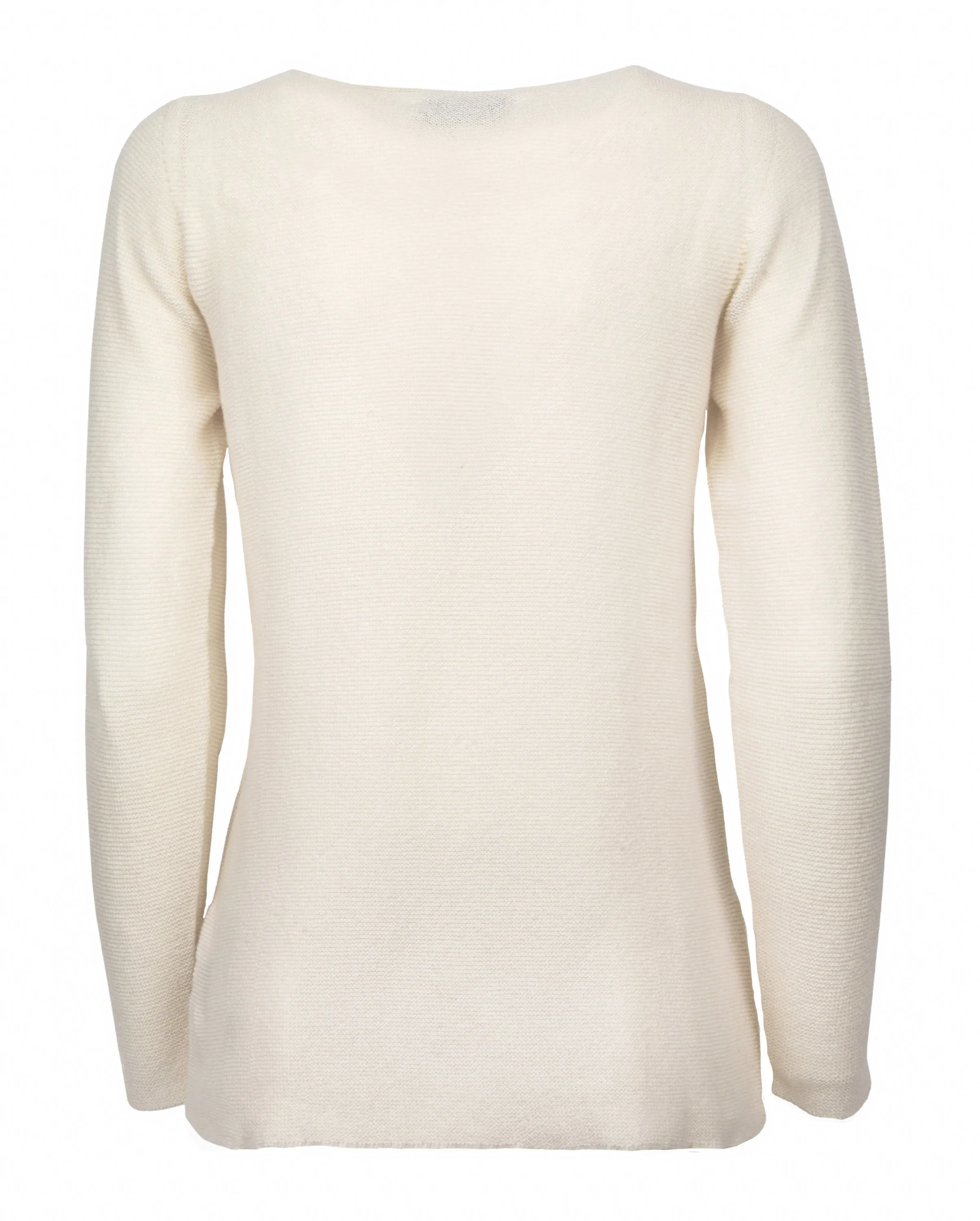 NEW FALL 24 - Women's Cashmere Links Stitch Boat Neck Milk White