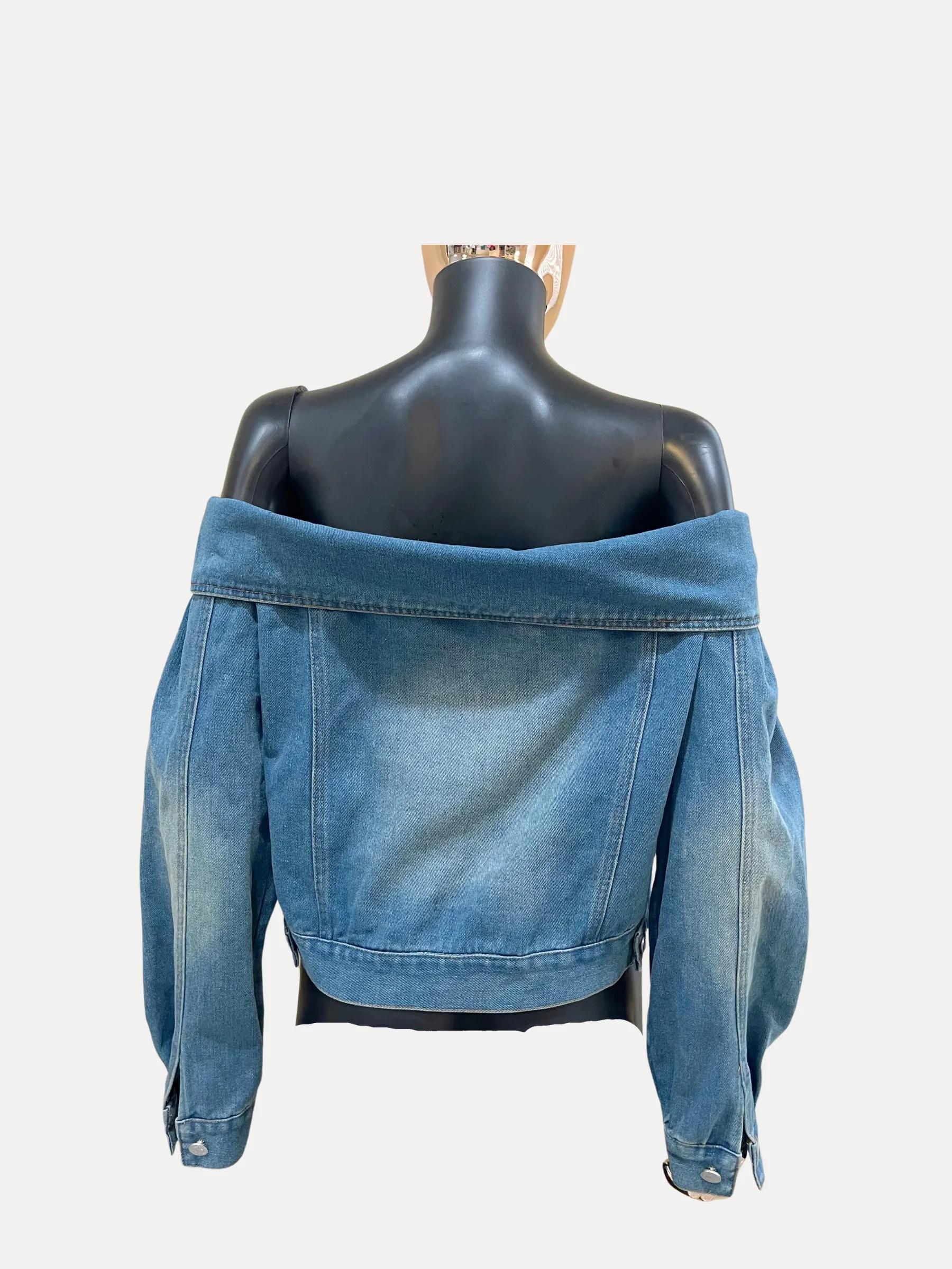 Off Shoulder Denim Jacket Large