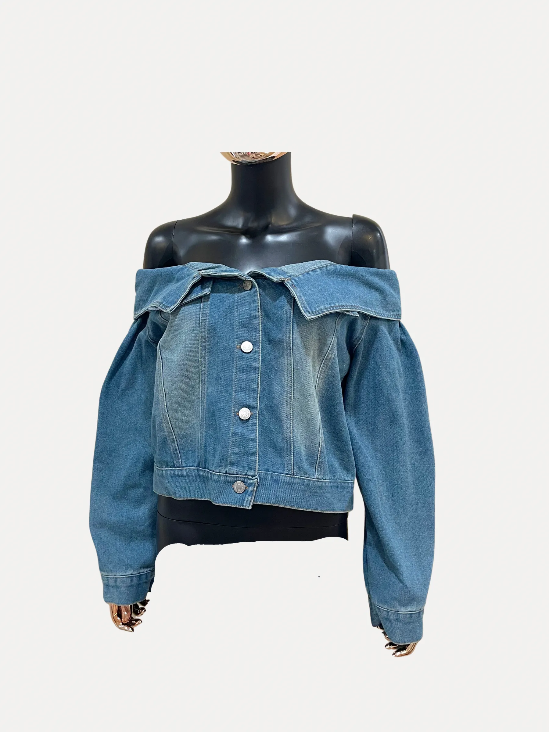 Off Shoulder Denim Jacket Large