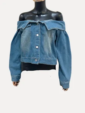 Off Shoulder Denim Jacket Large