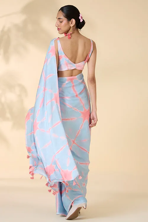 Okhai "After Rain" Tie-and-Dye Modal Silk Saree with Blouse Piece
