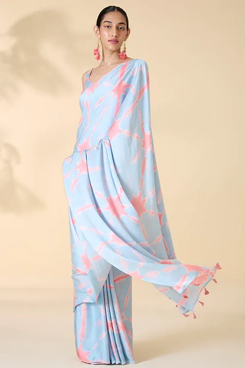 Okhai "After Rain" Tie-and-Dye Modal Silk Saree with Blouse Piece