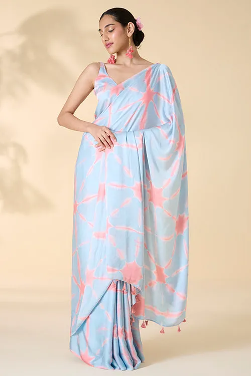 Okhai "After Rain" Tie-and-Dye Modal Silk Saree with Blouse Piece