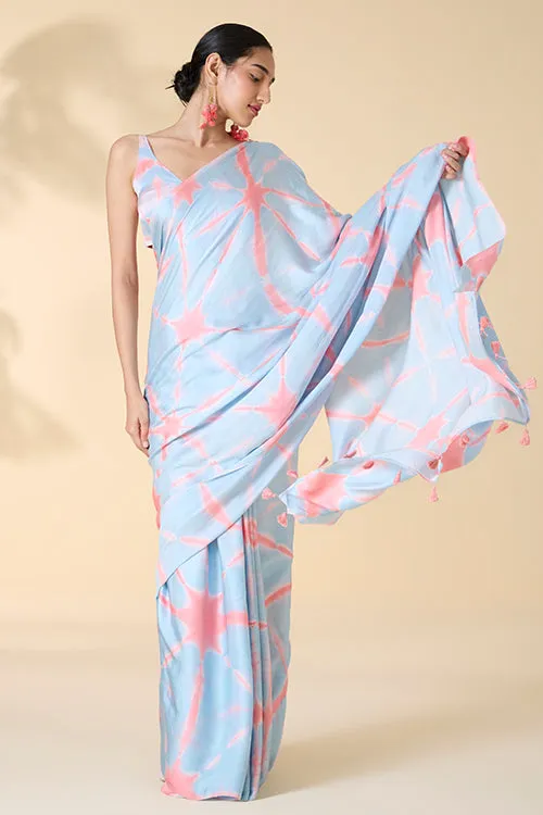 Okhai "After Rain" Tie-and-Dye Modal Silk Saree with Blouse Piece