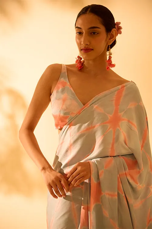 Okhai "After Rain" Tie-and-Dye Modal Silk Saree with Blouse Piece
