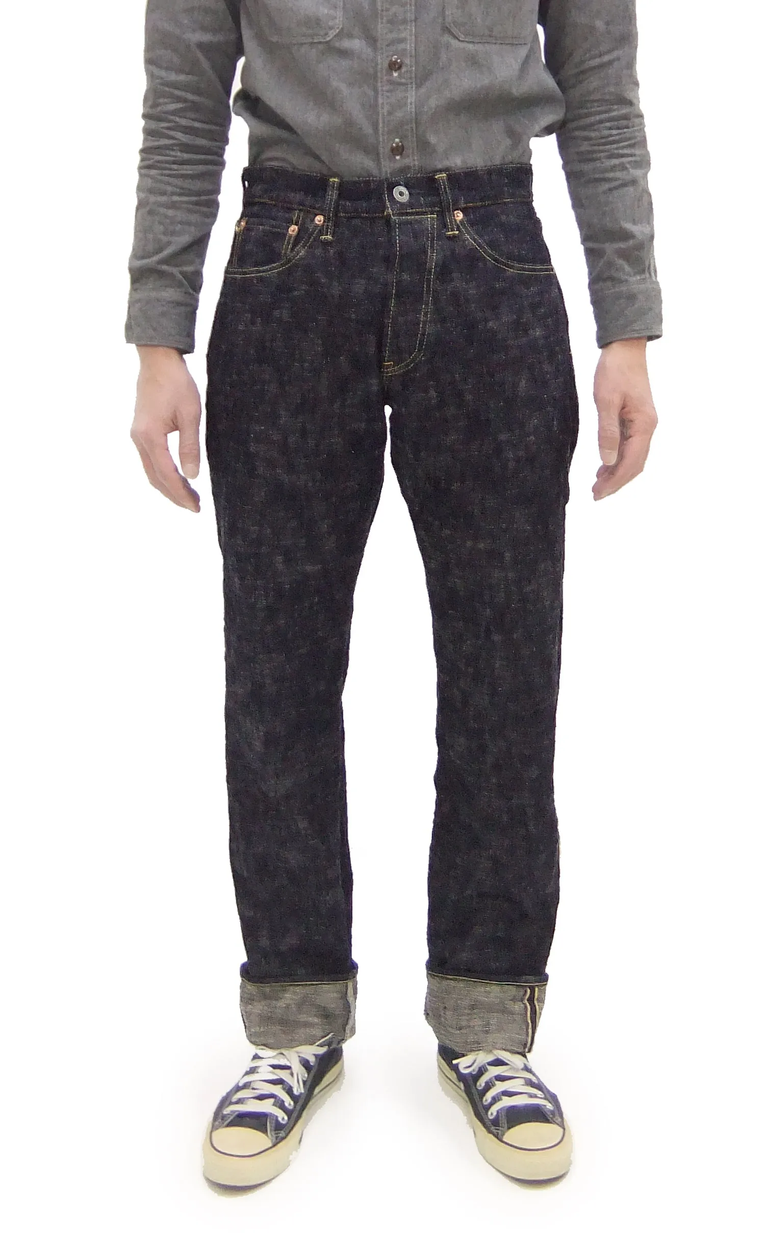 ONI Denim Jeans 246-Kasuri Men's 17oz. ONI-Kasuri Denim Jeans Tapered Fit Indigo Slub Denim Jean Pants ONI246-Kasuri