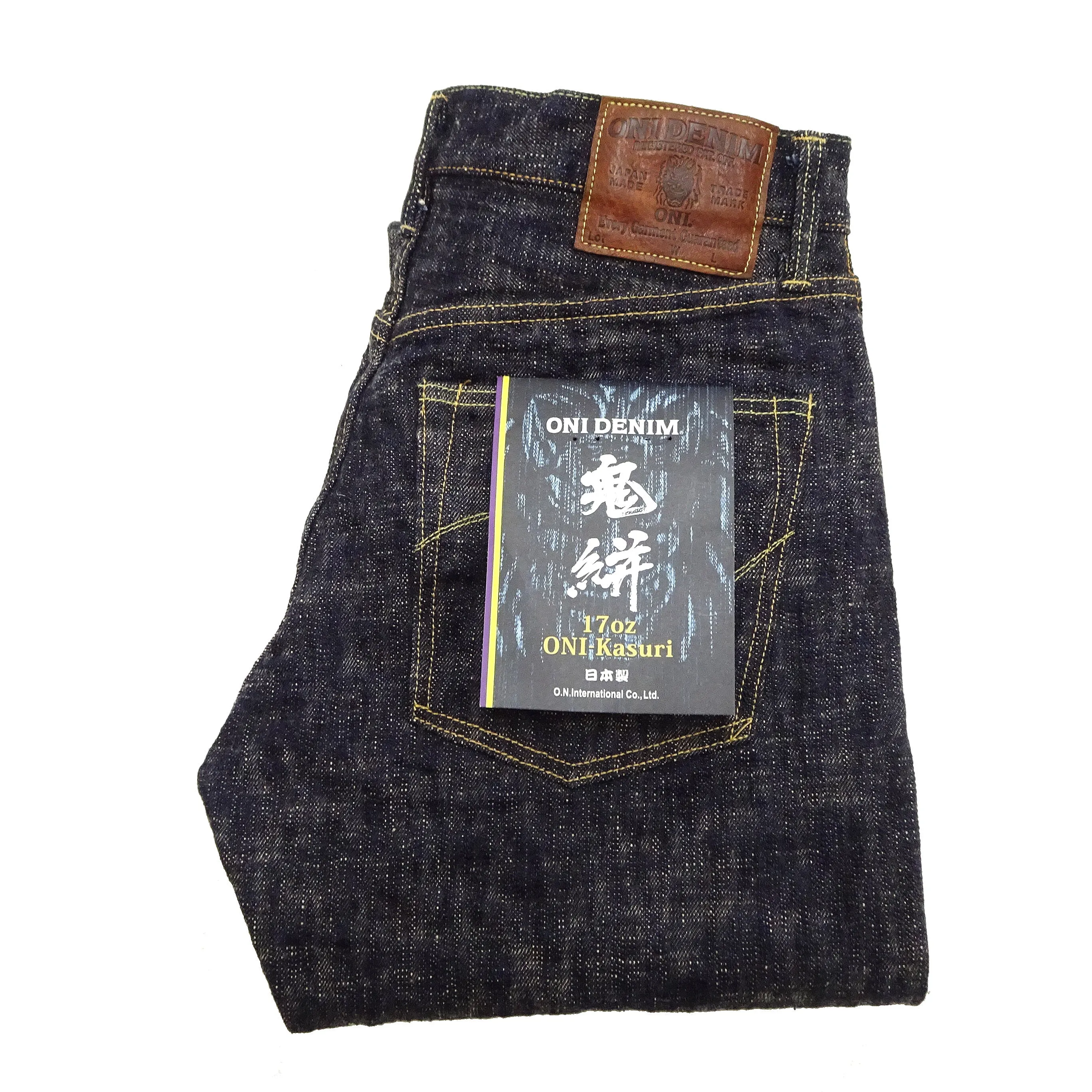 ONI Denim Jeans 246-Kasuri Men's 17oz. ONI-Kasuri Denim Jeans Tapered Fit Indigo Slub Denim Jean Pants ONI246-Kasuri