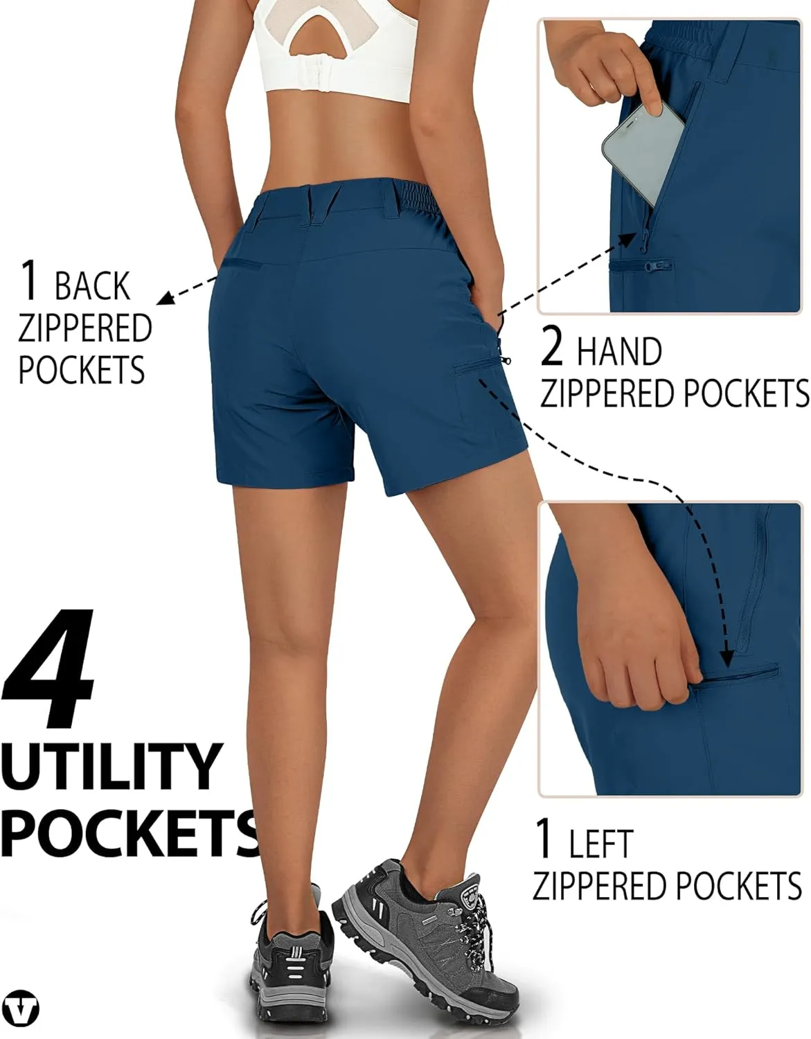 Outdoor Ventures Women's Hiking Shorts Stretch Lightweight Golf Shorts Quick Dry UPF 50  5 inch Cargo Short for Camping