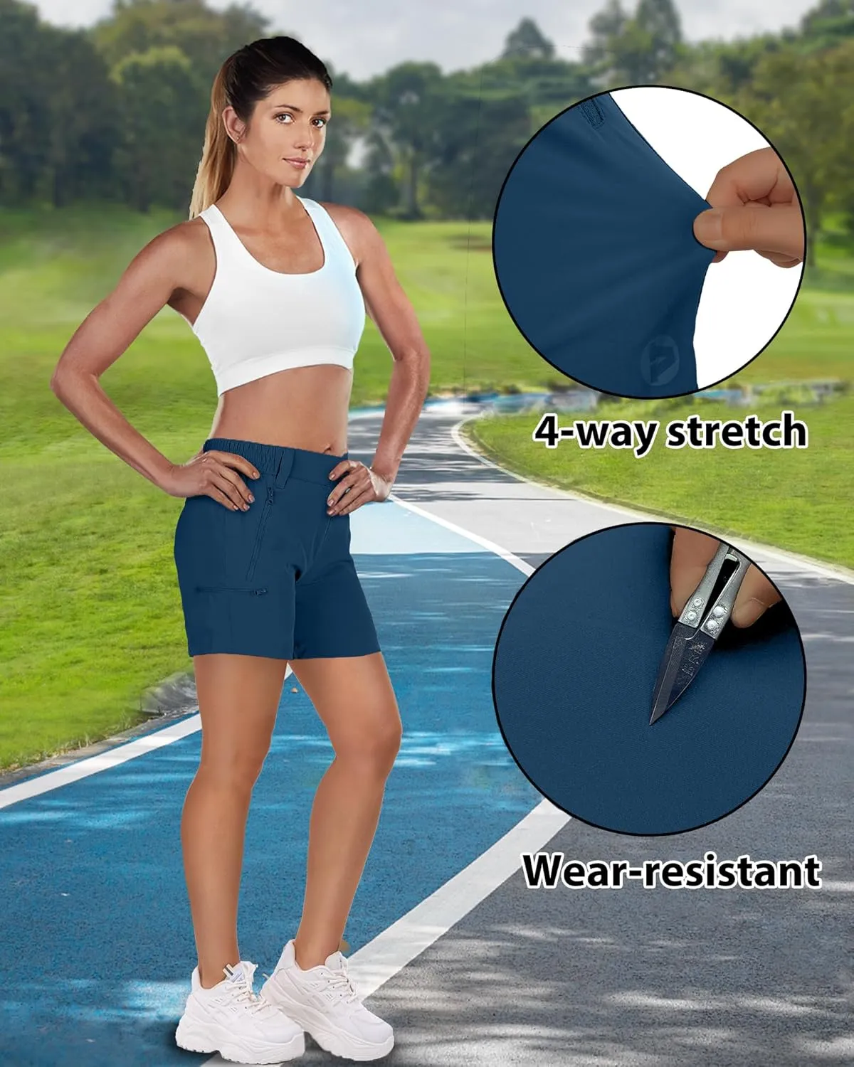 Outdoor Ventures Women's Hiking Shorts Stretch Lightweight Golf Shorts Quick Dry UPF 50  5 inch Cargo Short for Camping