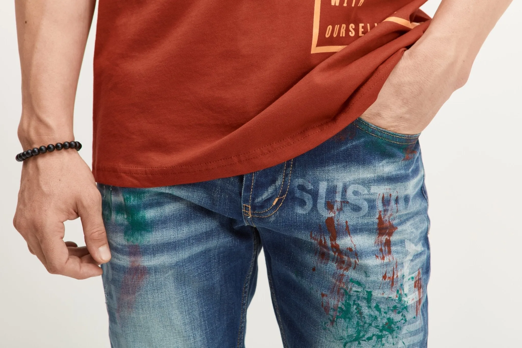 Painted Slim-Straight Denim