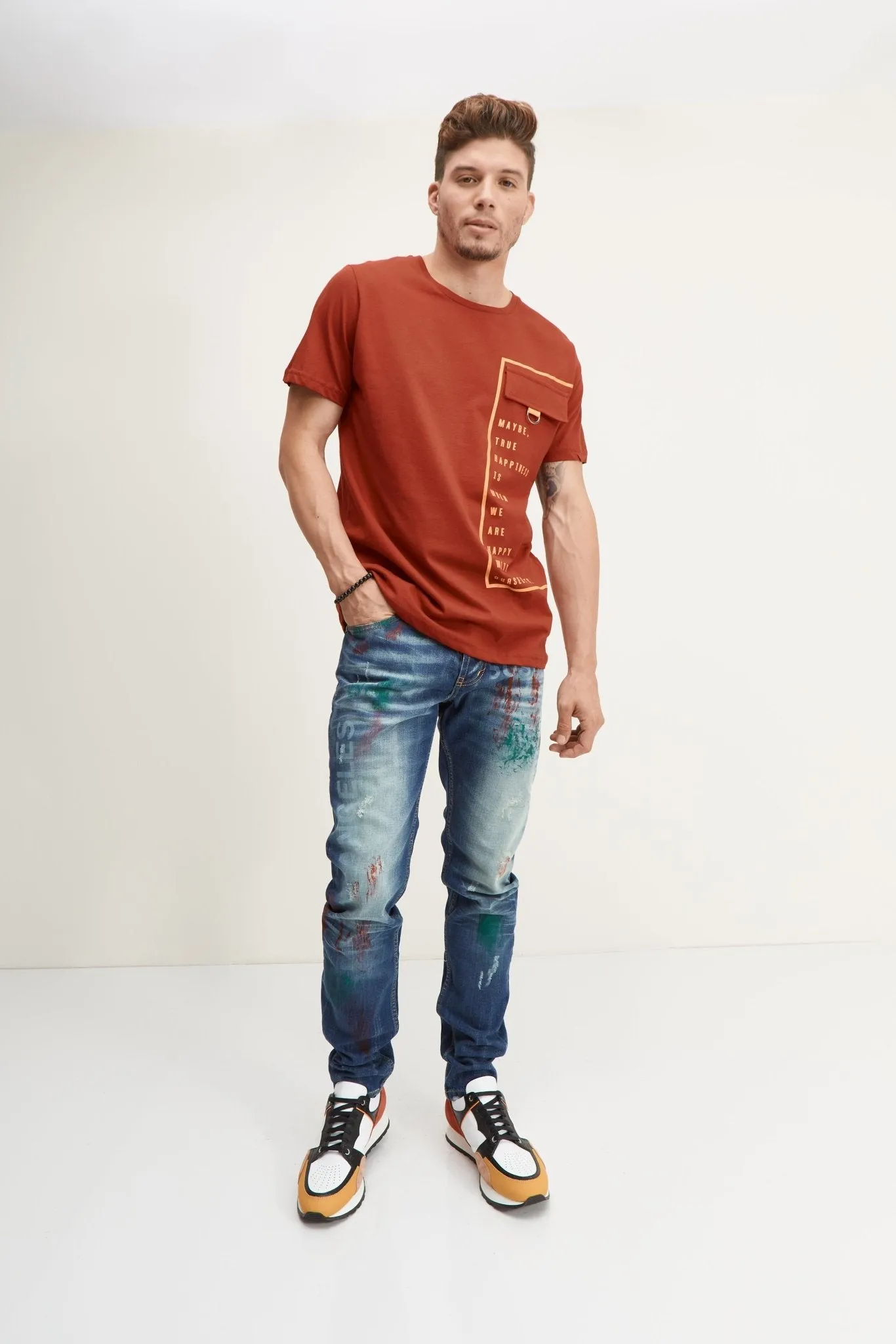 Painted Slim-Straight Denim