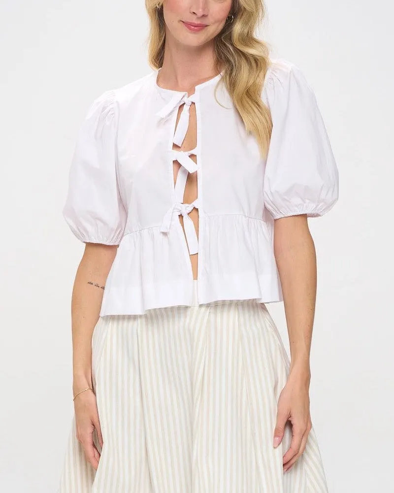 Poppy Peplum Tie Blouse