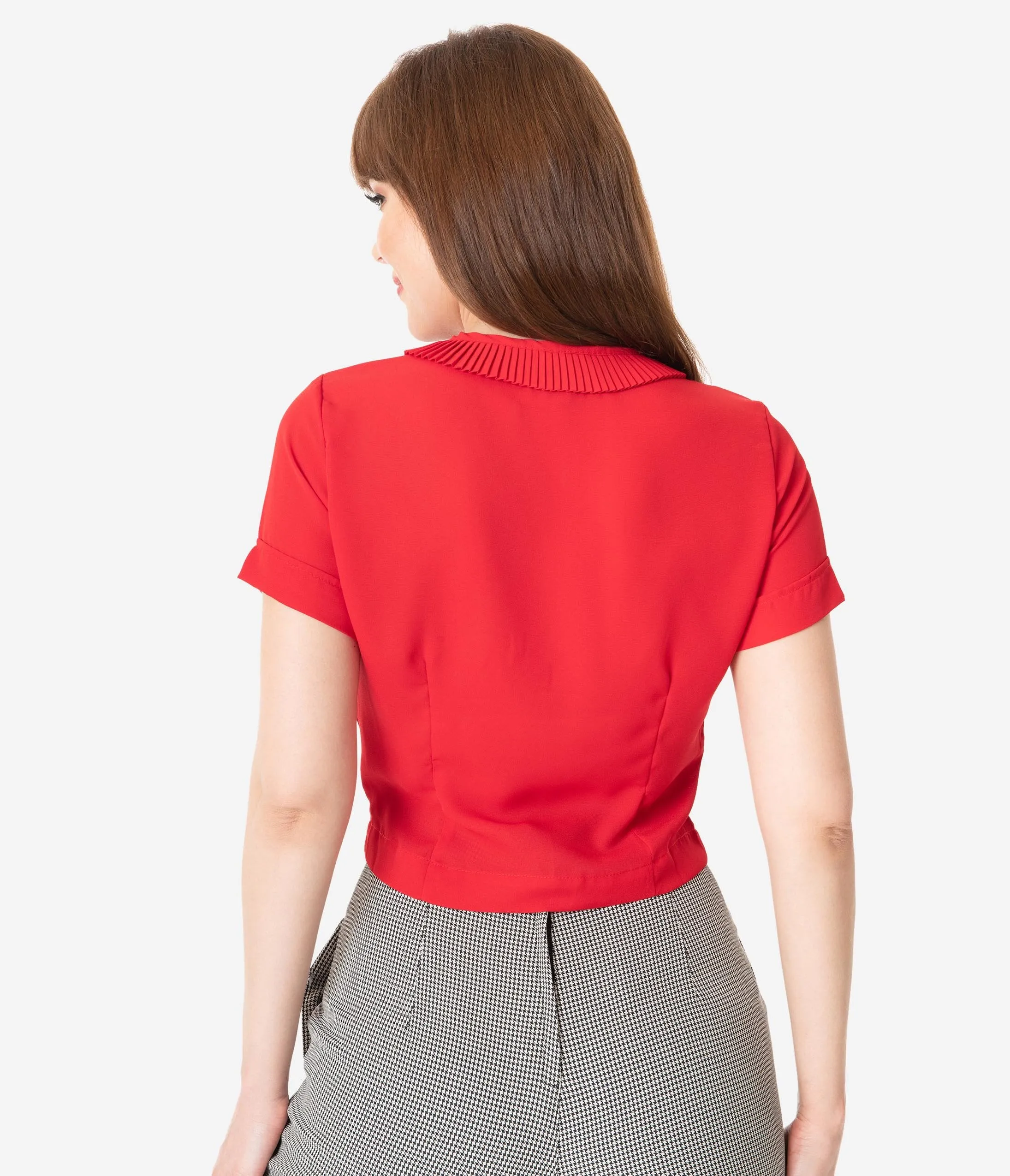 Retro Style Red Ingrid Crop Blouse
