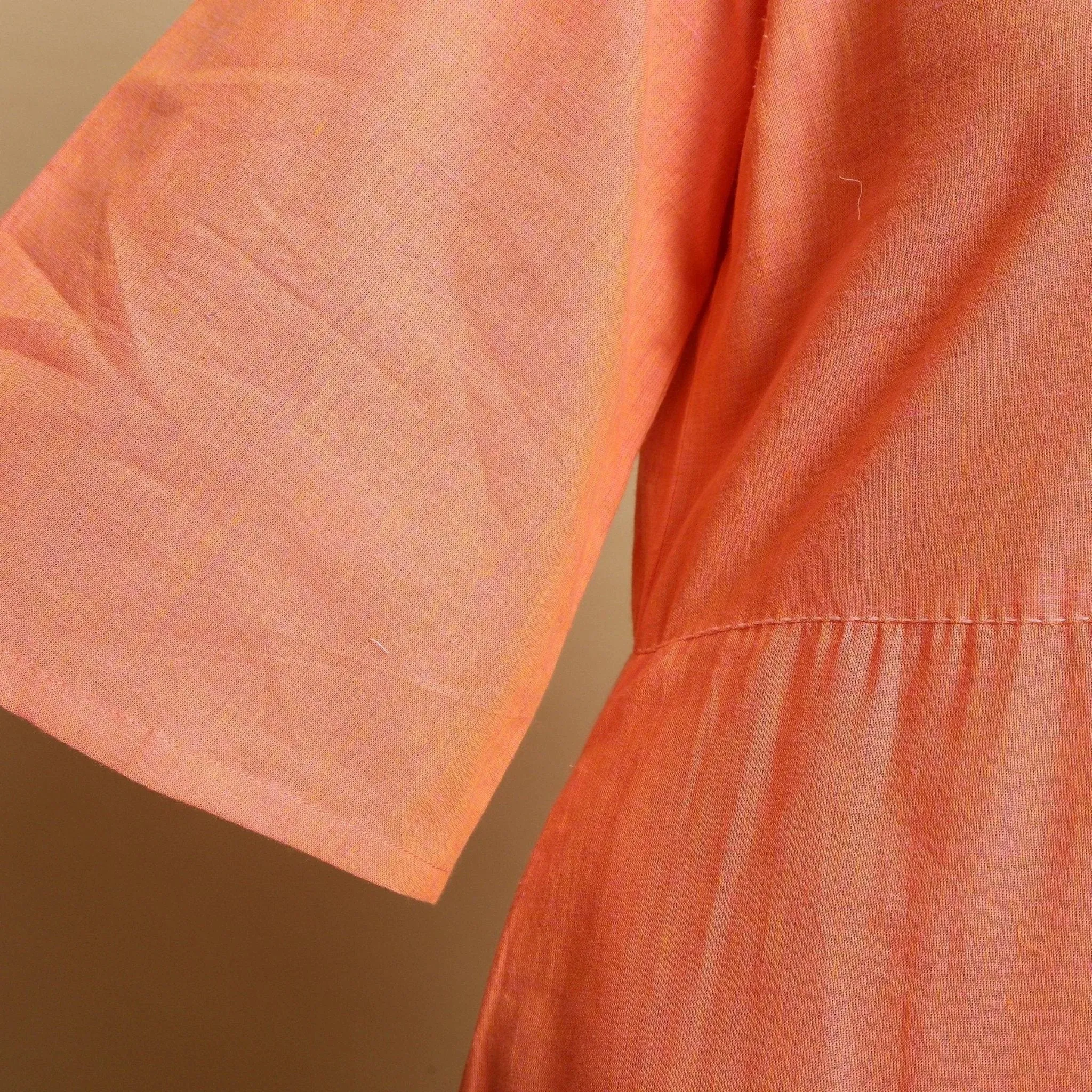 Salmon Pink Mangalgiri Cotton Godet Maxi Dress