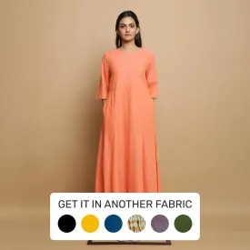 Salmon Pink Mangalgiri Cotton Godet Maxi Dress