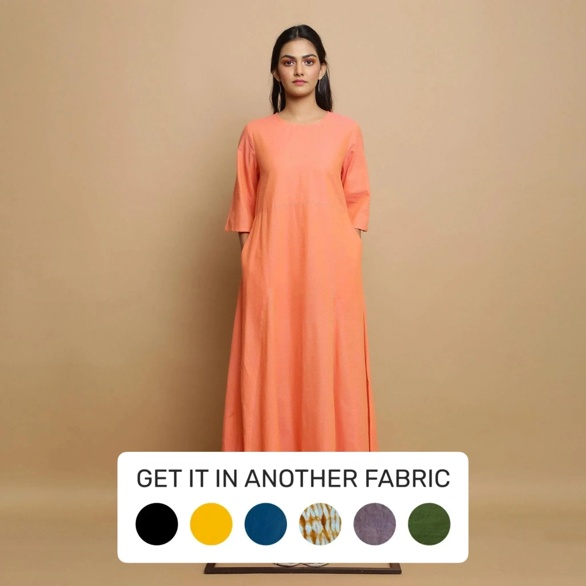 Salmon Pink Mangalgiri Cotton Godet Maxi Dress