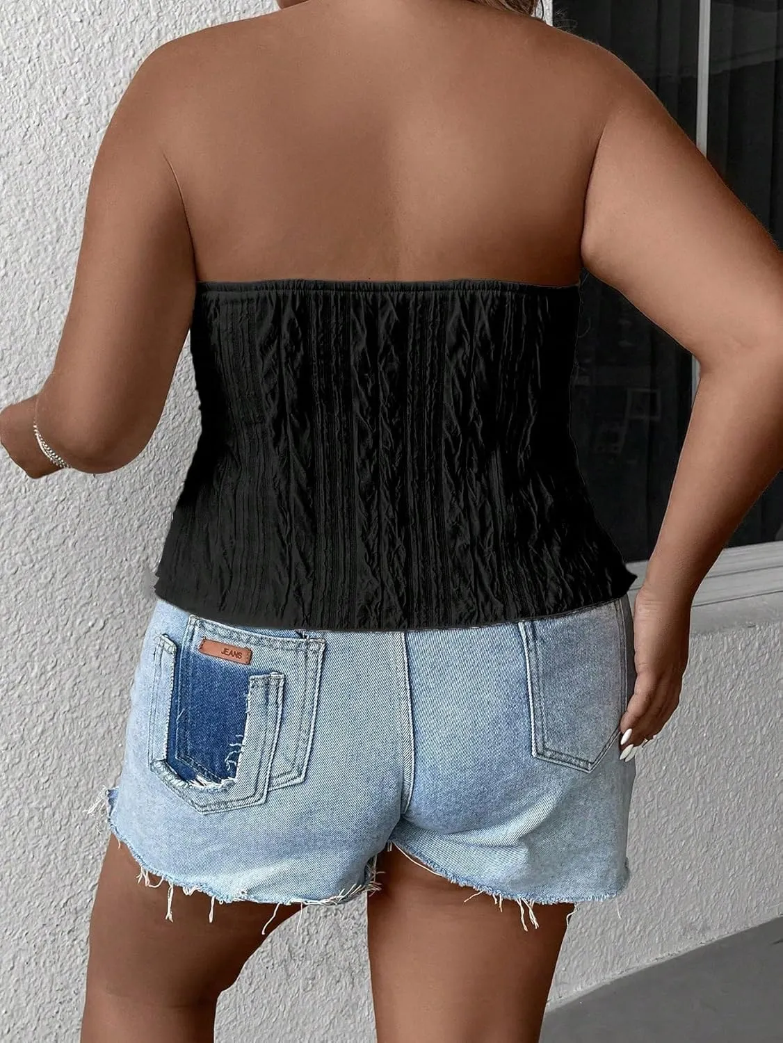 SOLY HUX Women's Plus Size Twist Front Tube Top Strapless Going Out Bandeau Tops