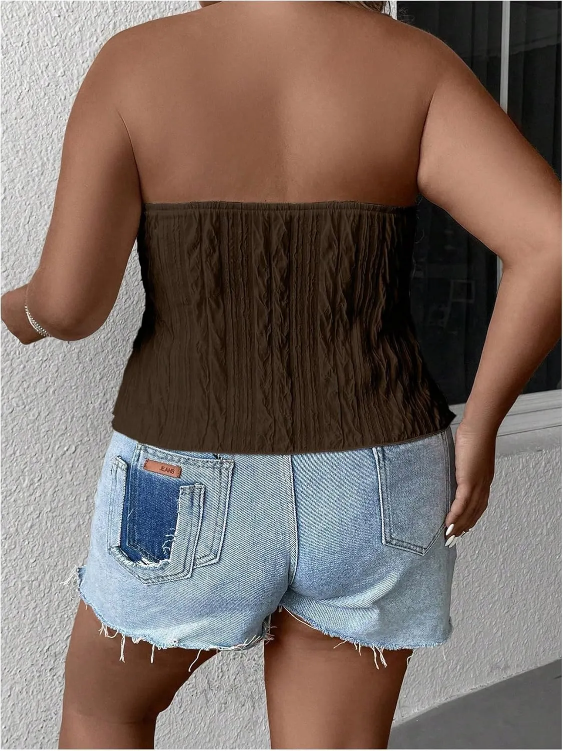 SOLY HUX Women's Plus Size Twist Front Tube Top Strapless Going Out Bandeau Tops