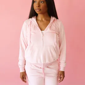 Starry Pink Women's Velour Zip Hoodie